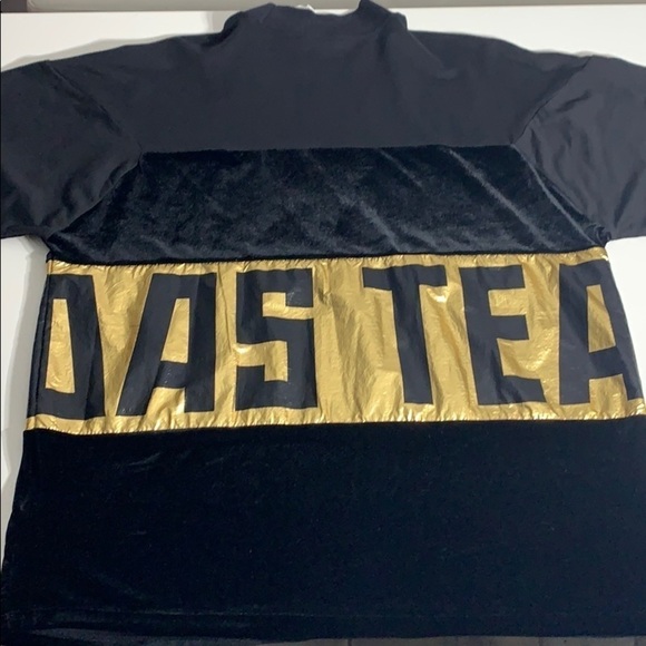 NWT Adidas Sweat Tee Black Gold Mock Neck pullover short sleeve men’s large - Picture 2 of 8